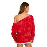 Maryland Terps Daisy Acid Wash Off the Shoulder Sweatshirt