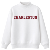 College of Charleston White Mock Neck Sweatshirt