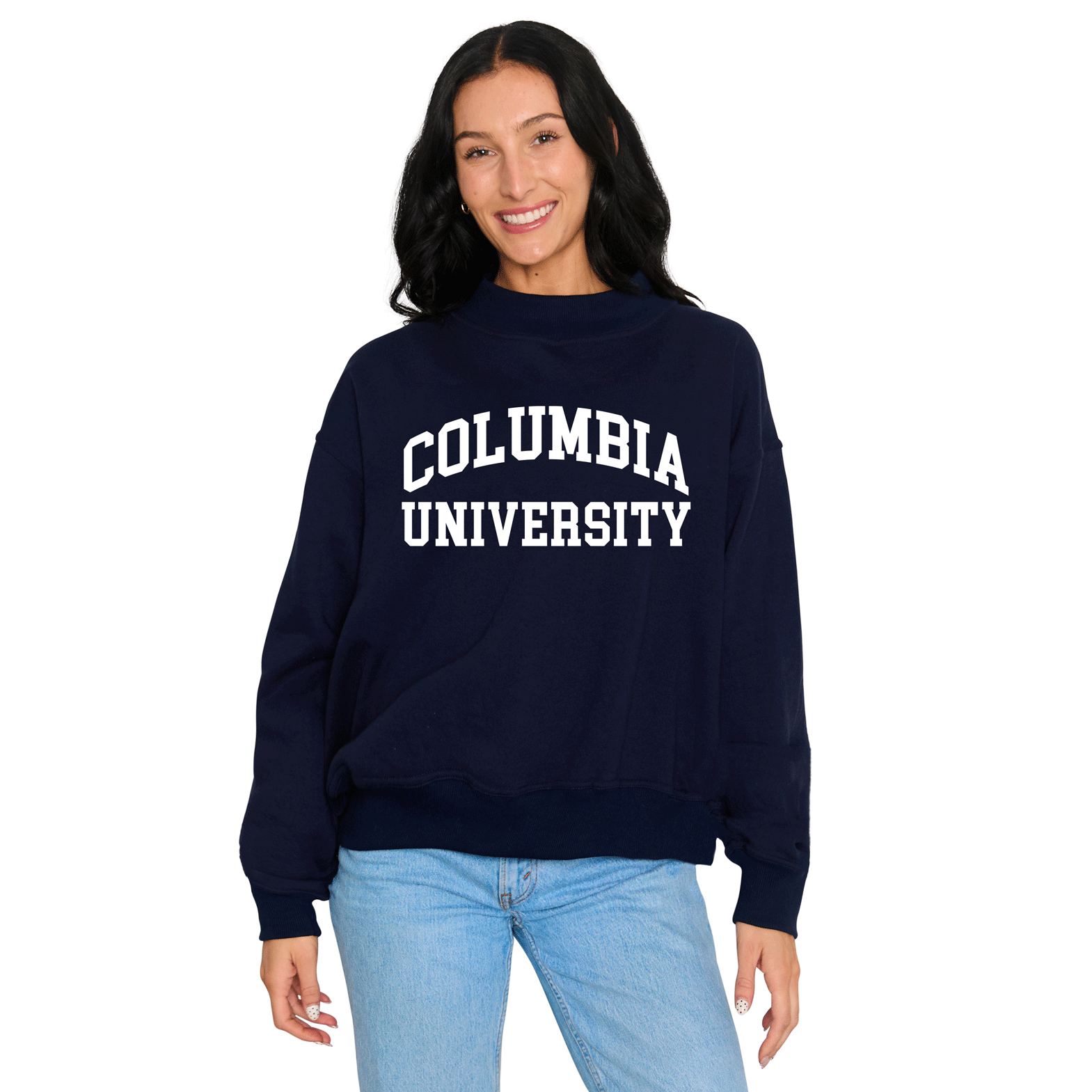 Columbia University Navy Blue Mock Neck Sweatshirt