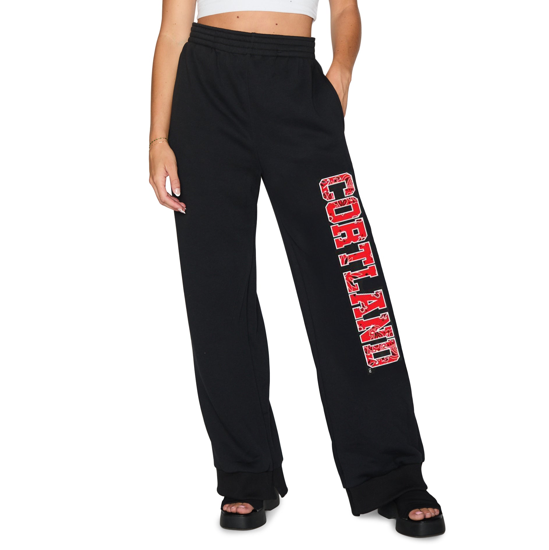Cortland Bandana Flare Black Sweatpants