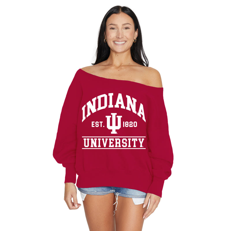 Indiana Hoosiers Off the Shoulder Sweatshirt