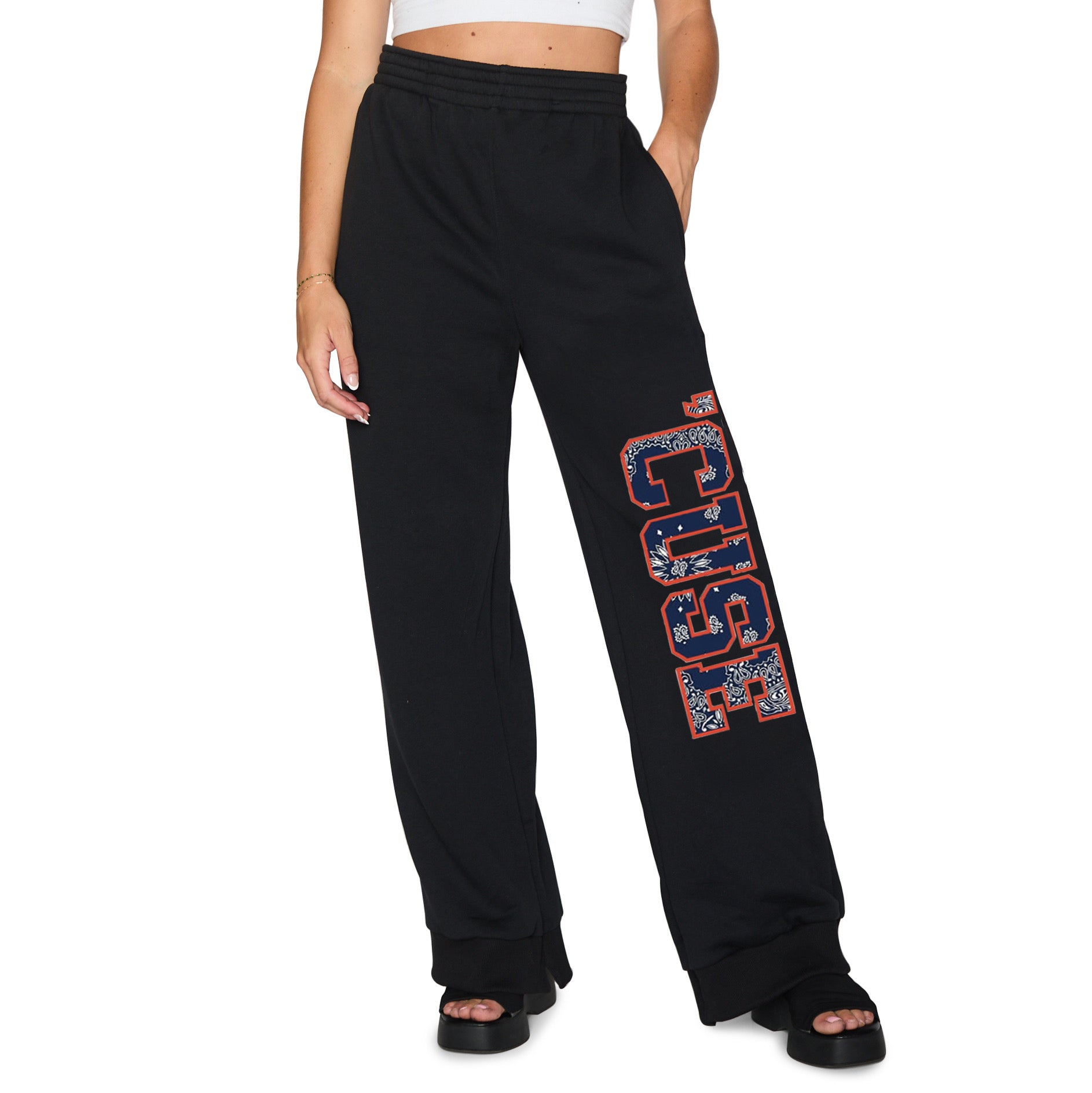 Syracuse Bandana Flare Black Sweatpants