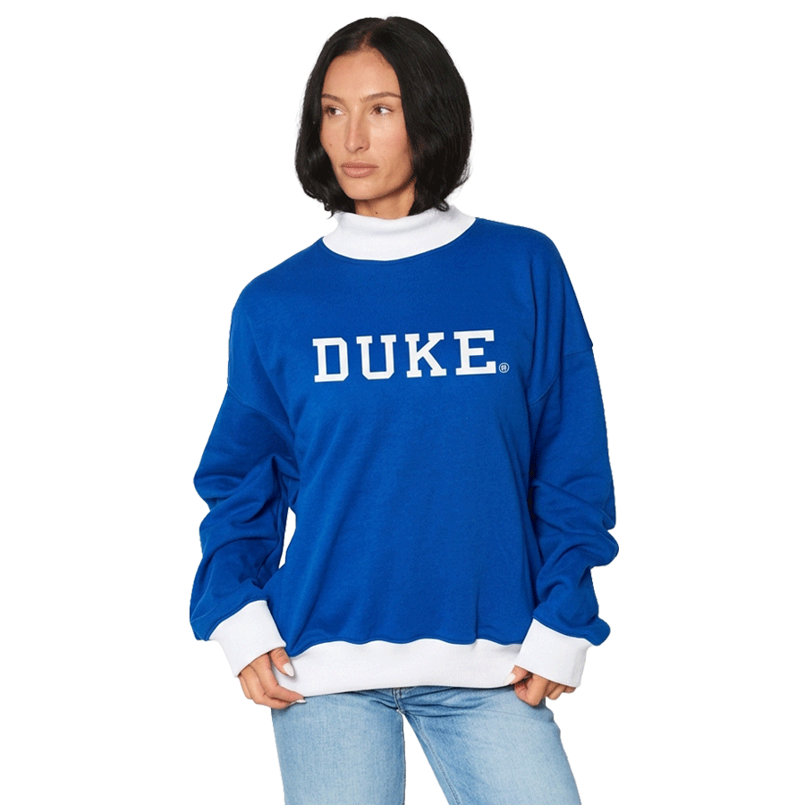 Duke Two Tone Mock Neck Sweatshirt