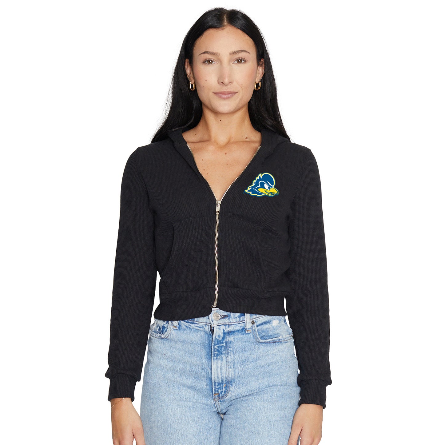 Delaware Blue Hens Waffle Knit Zip Up Hoodie – lojobands