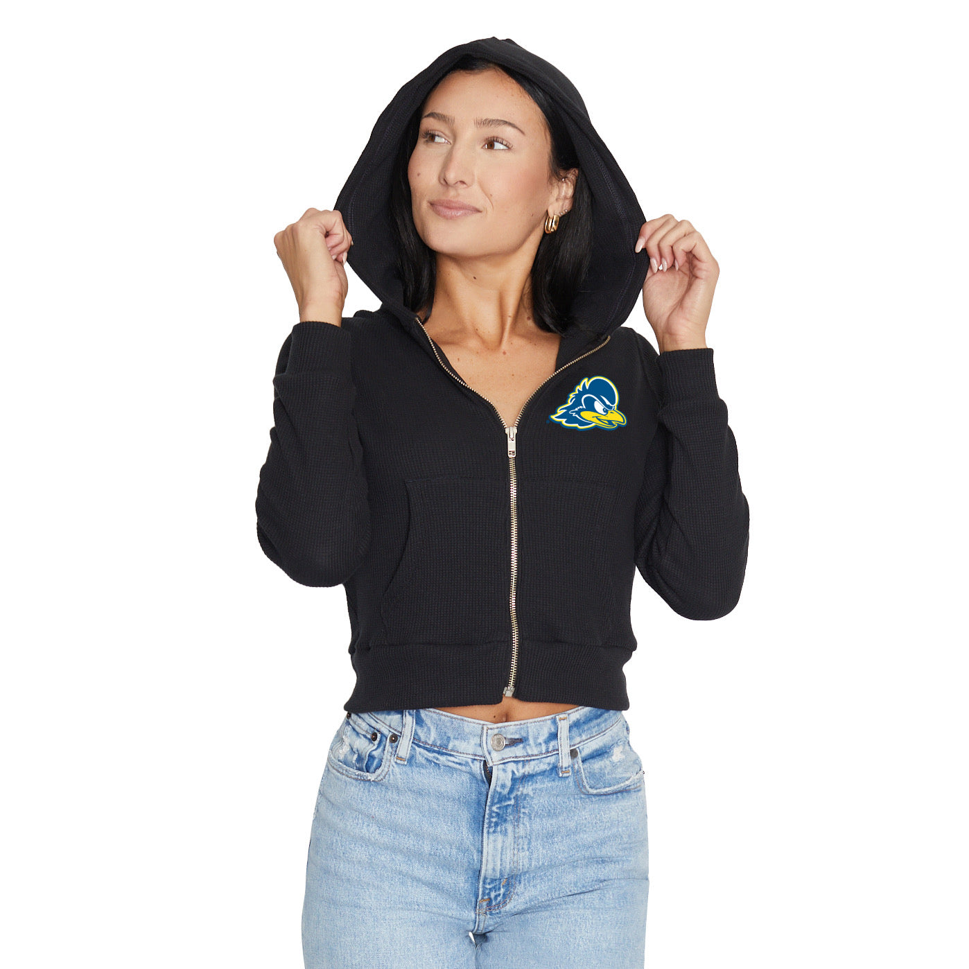 Delaware Blue Hens Waffle Knit Zip Up Hoodie – lojobands