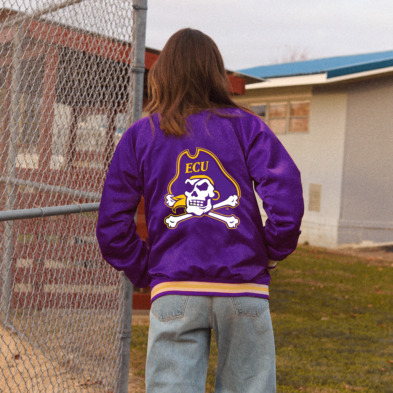 ECU Pirates Satin Letterman Bomber Jacket