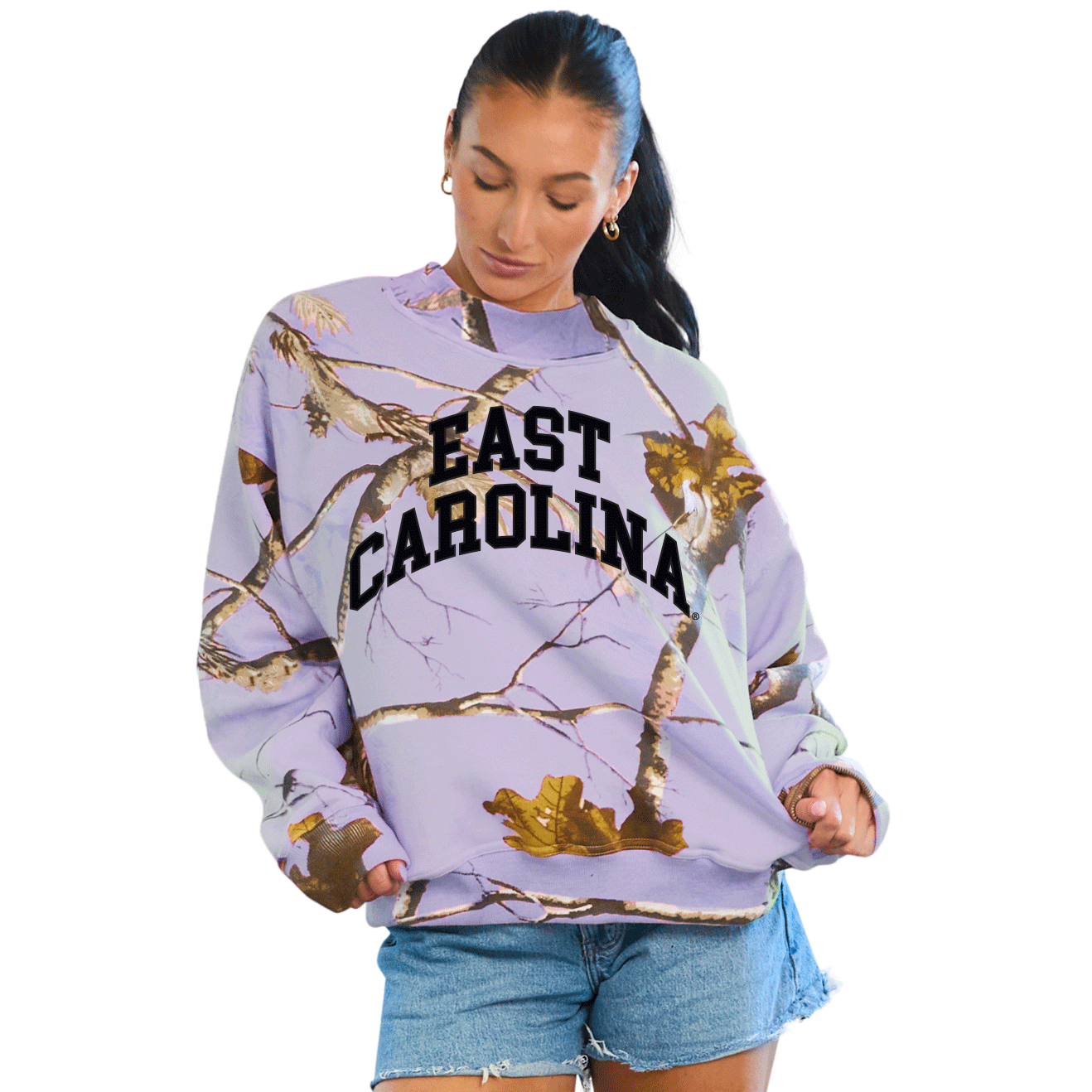 ECU Pirates Lavender Camo Mock Neck Sweatshirt