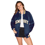 Emory Satin Letterman Bomber Jacket