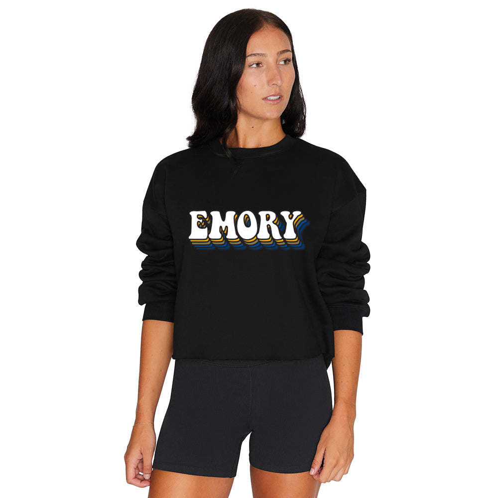 Emory Black Retro Crewneck