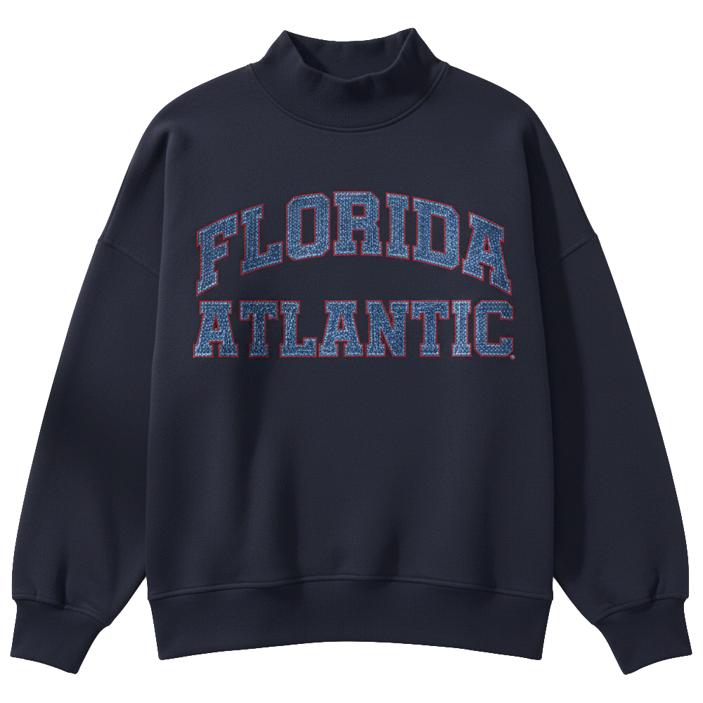 Florida Atlantic Owls Denim Mock Neck Sweatshirt