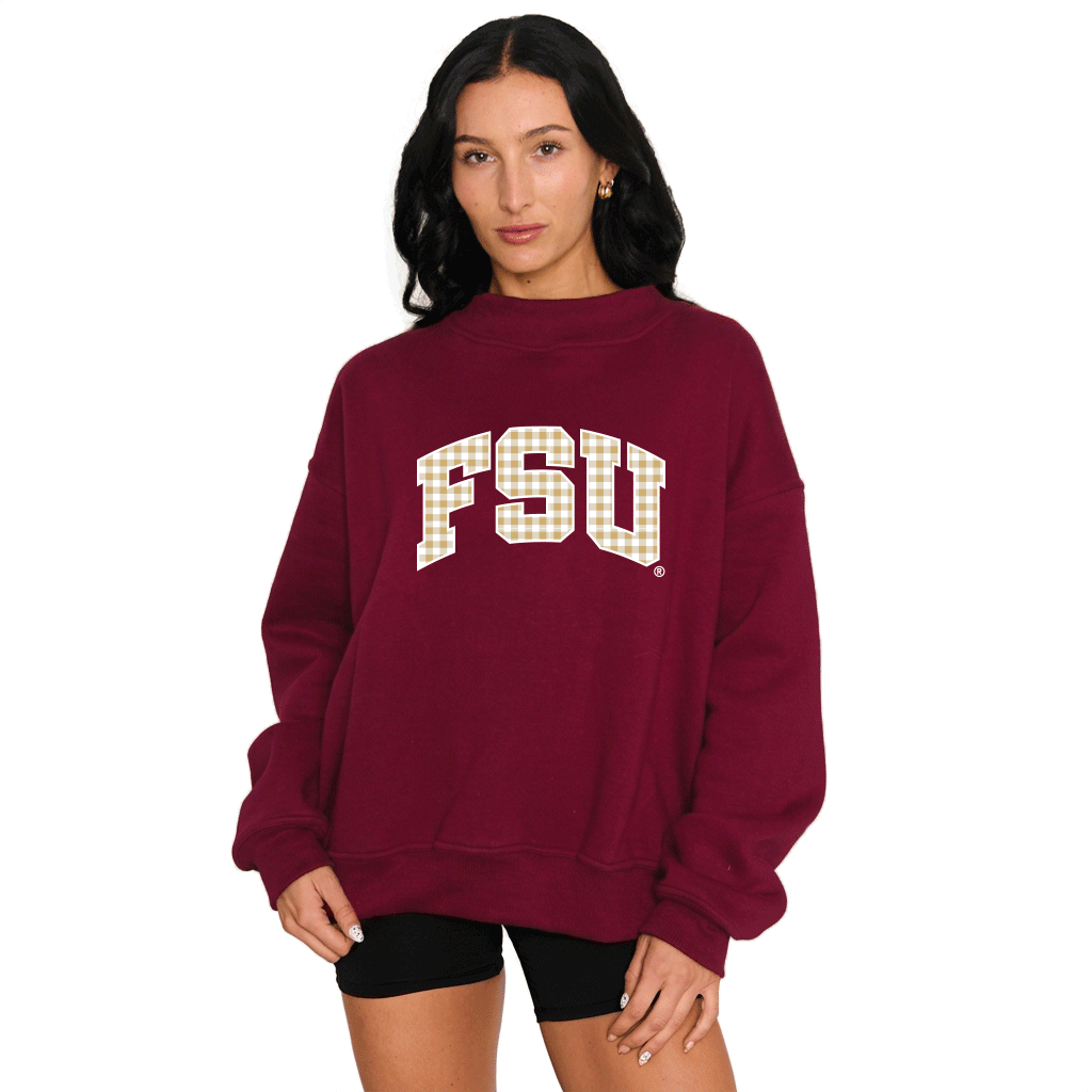 Florida State Gingham Mock Neck Sweatshirt