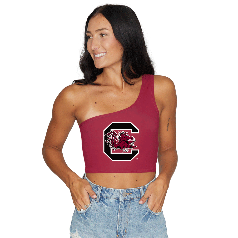 South Carolina Gamecocks Garnet One Shoulder Top