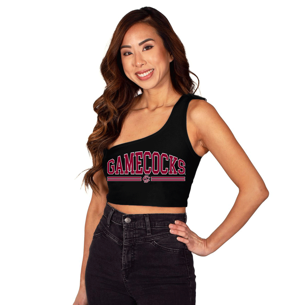 South Carolina Gamecocks Black One Shoulder Top