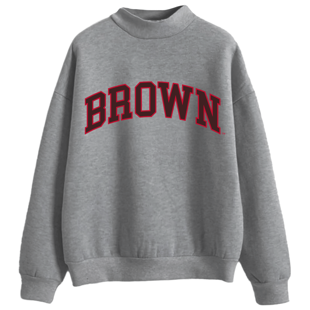 Brown University Gray Mock Neck Sweatshirt