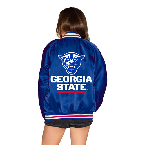 Georgia State Satin Letterman Bomber Jacket