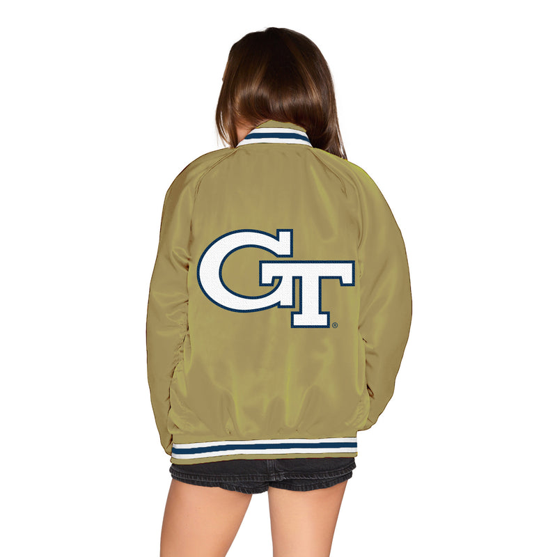 Georgia Tech Satin Letterman Bomber Jacket