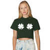 Shake Your Shamrocks Dark Green & White Cropped Tee