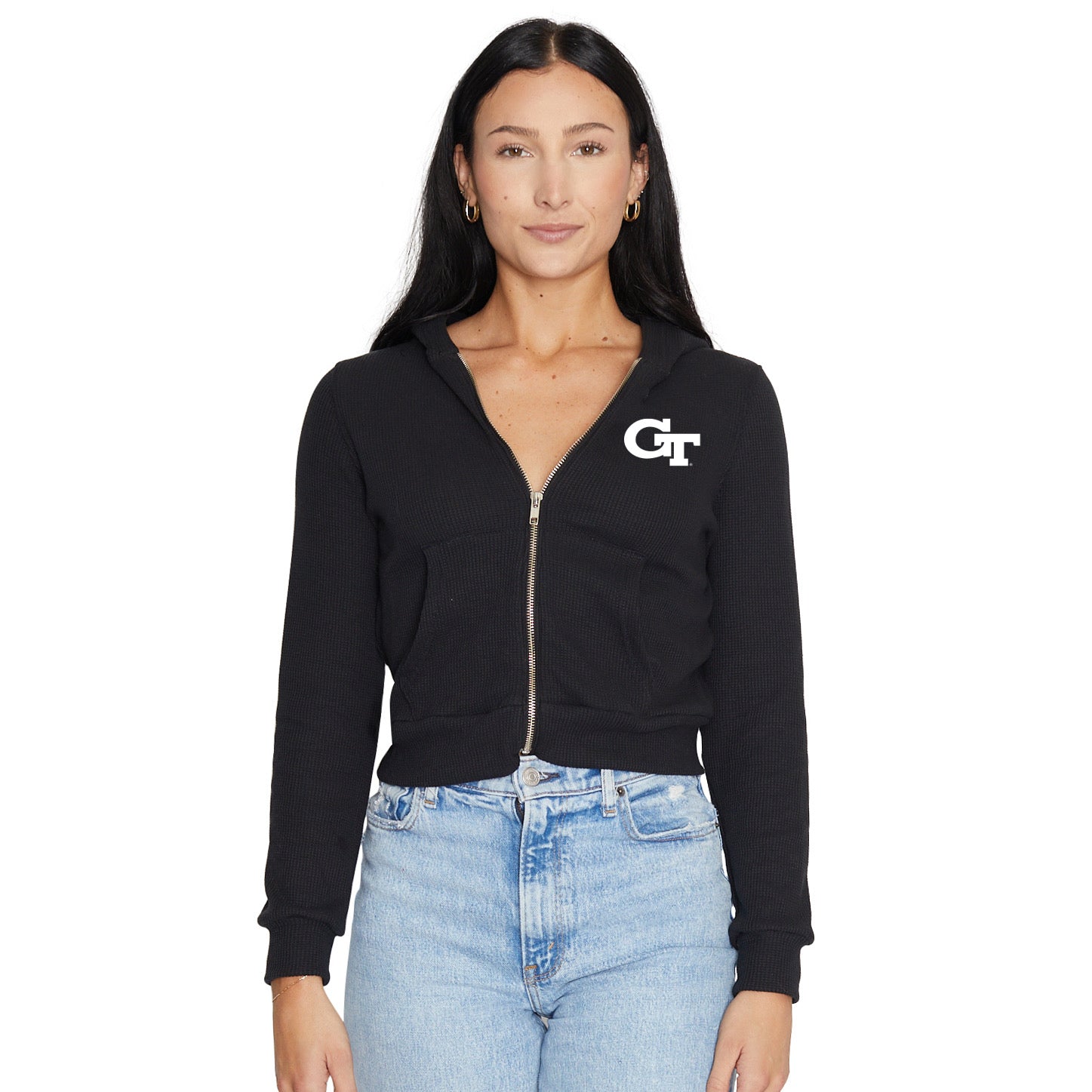 Georgia Tech Waffle Knit Zip Up Hoodie