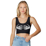 Skeleton Black Crop Tank Top