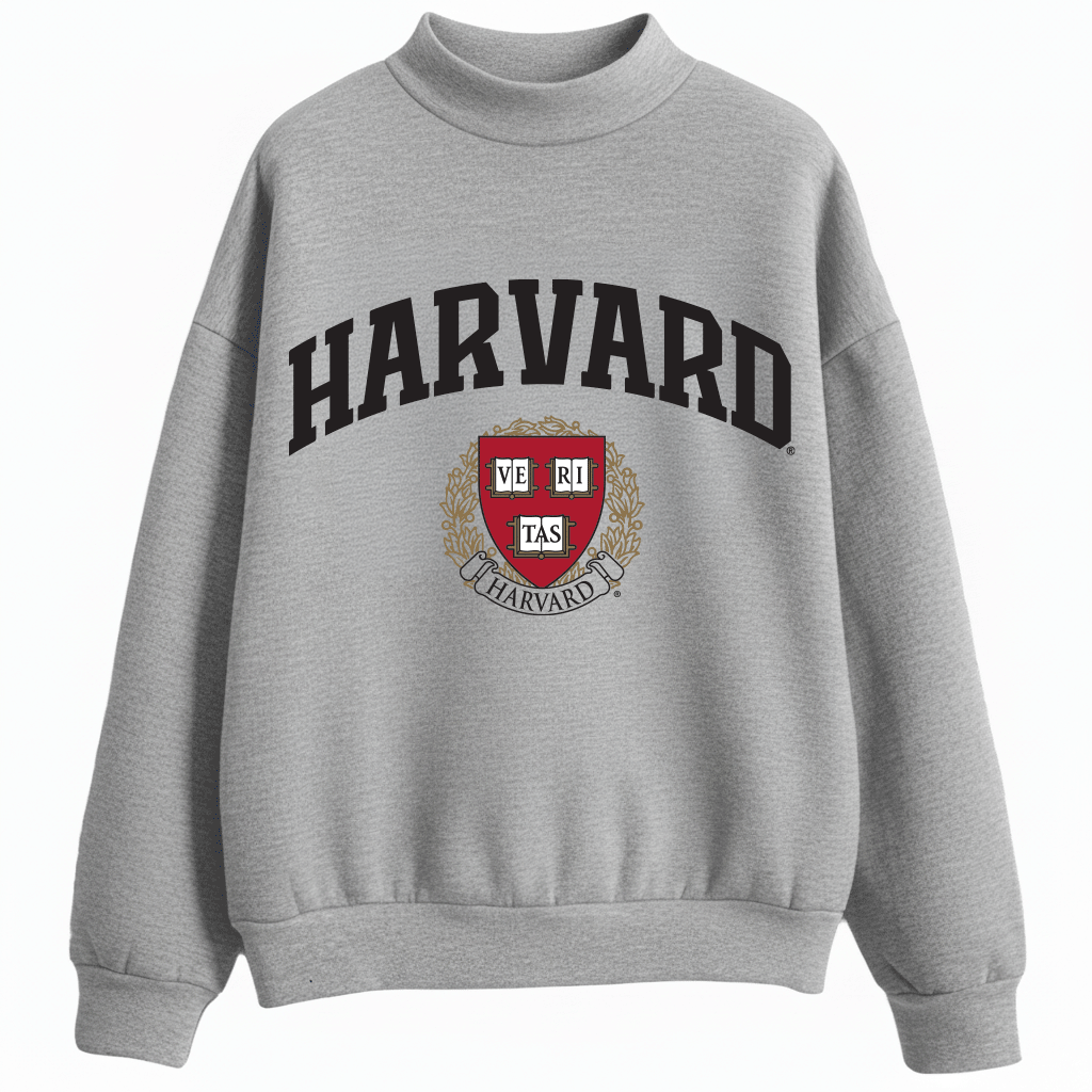 Harvard Gray Mock Neck Sweatshirt