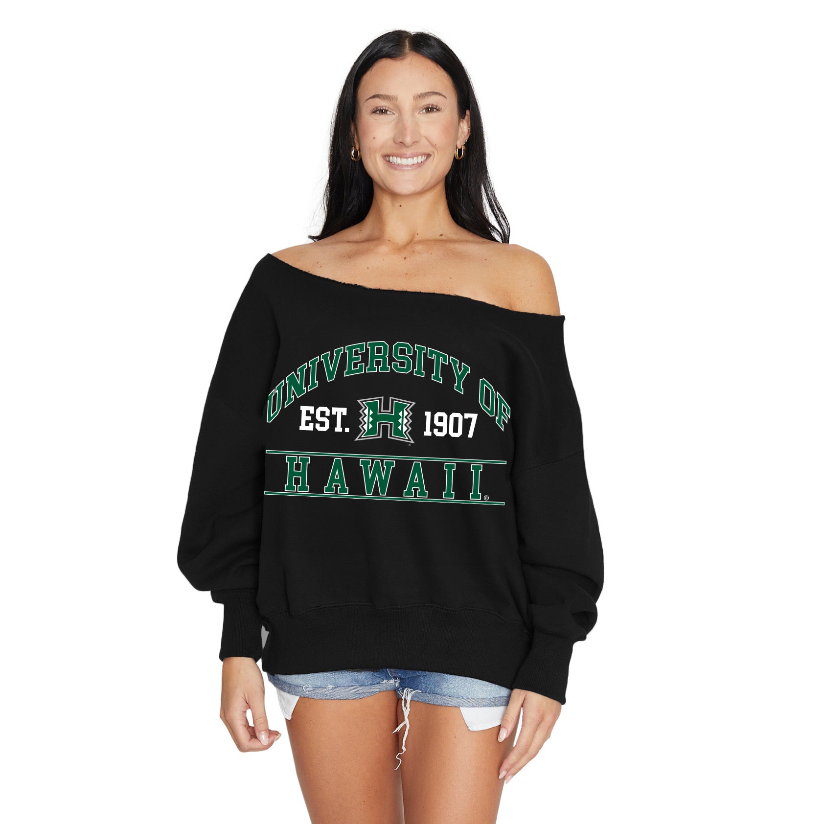University of Hawaii Off the Shoulder Sweatshirt – lojobands University of Hawaii Off the Shoulder Sweatshirt – lojobands