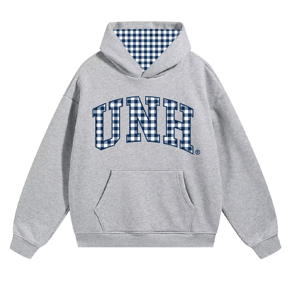 New Hampshire Gray Gingham Hoodie