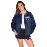 Howard Bison Satin Letterman Bomber Jacket