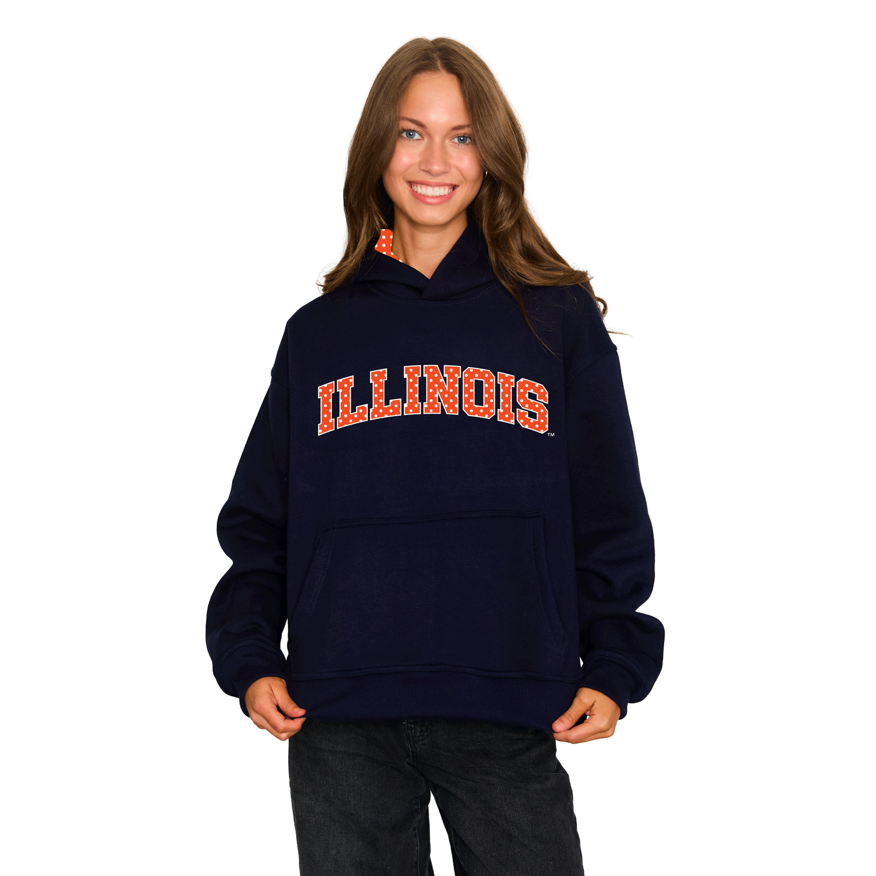 Illinois Fighting Illini Navy Polka Dot Hoodie