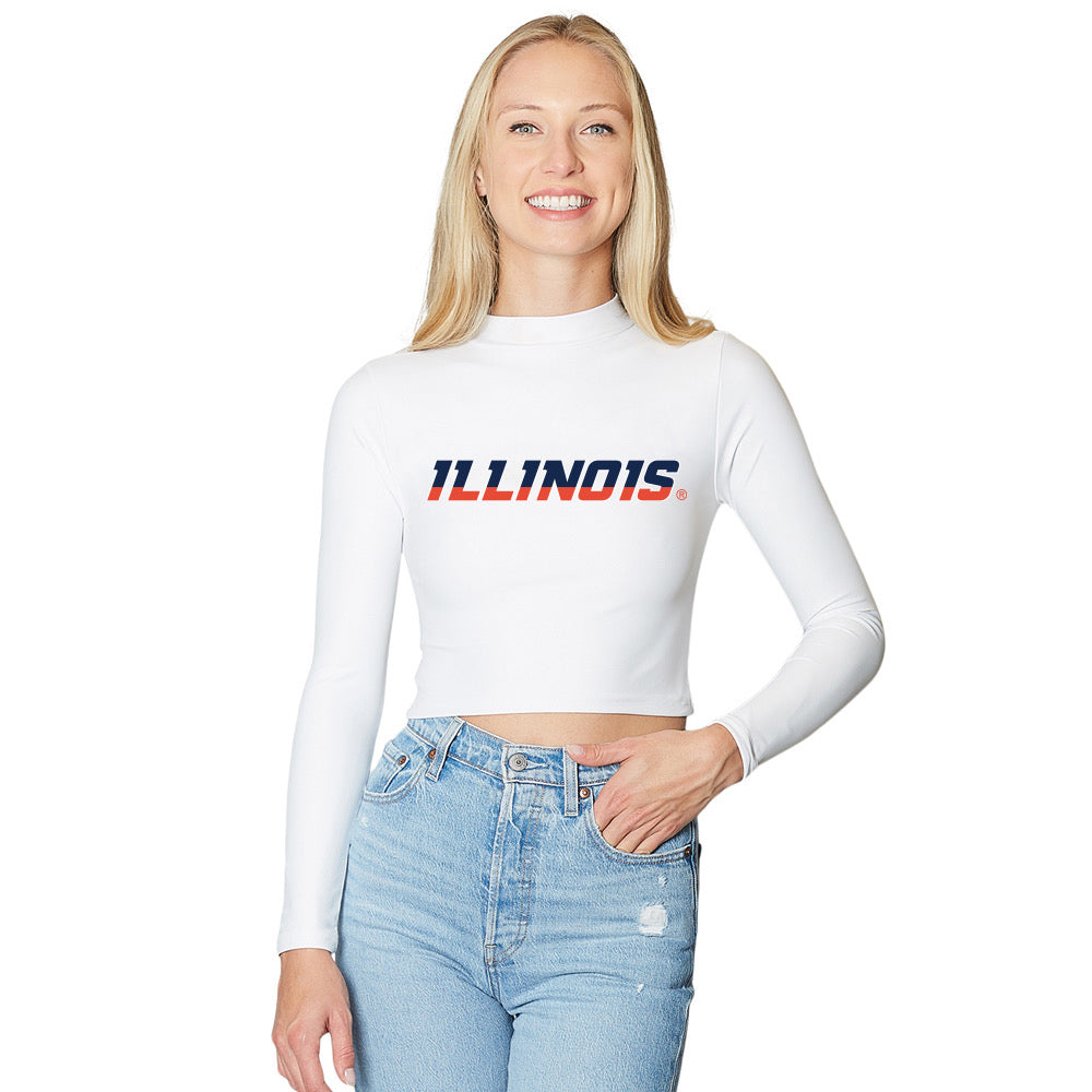 Illinois Fighting Illini White Mock Neck Top
