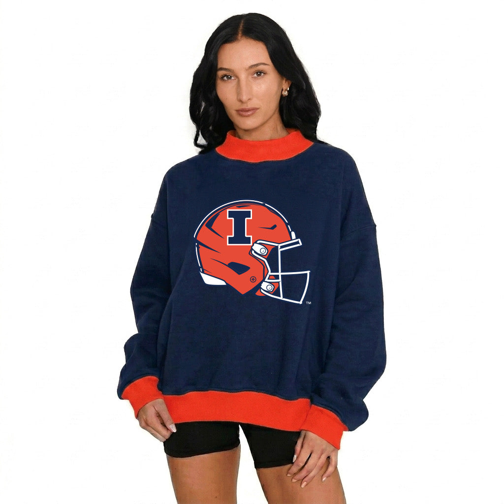 Illinois Two Tone Game Day Mock Neck Sweatshirt