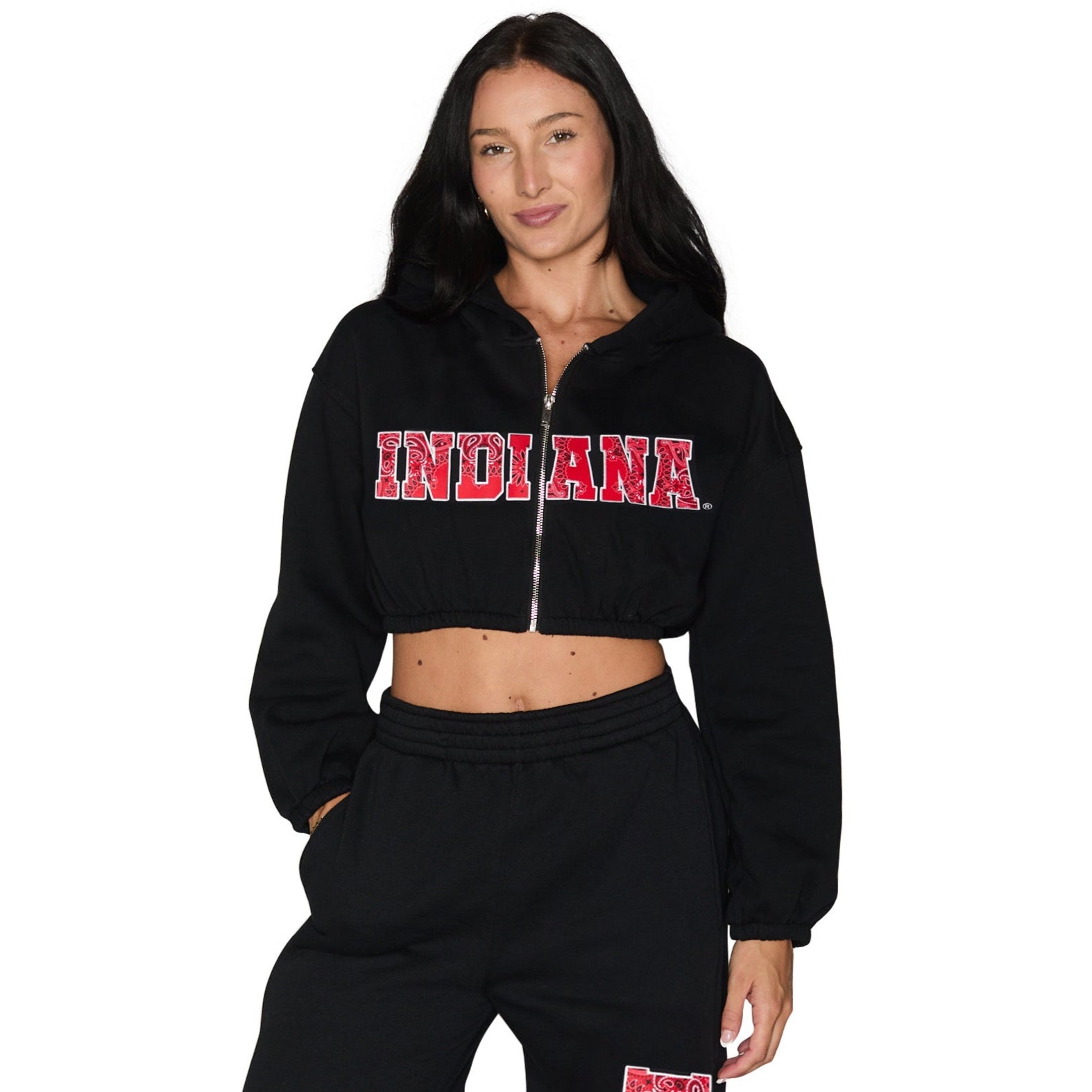 Indiana Cinched Zip Up Hoodie