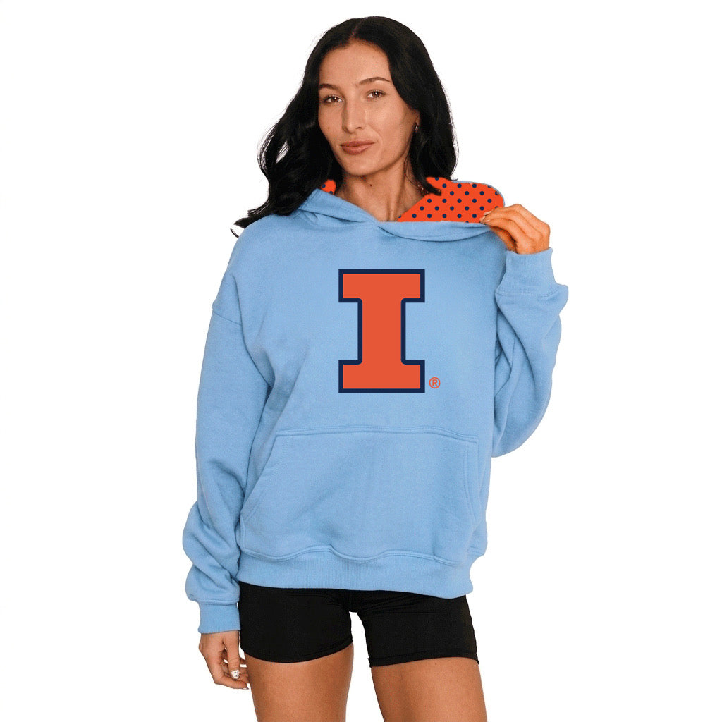 Illinois Fighting Illini Baby Blue Polka Dot Hoodie