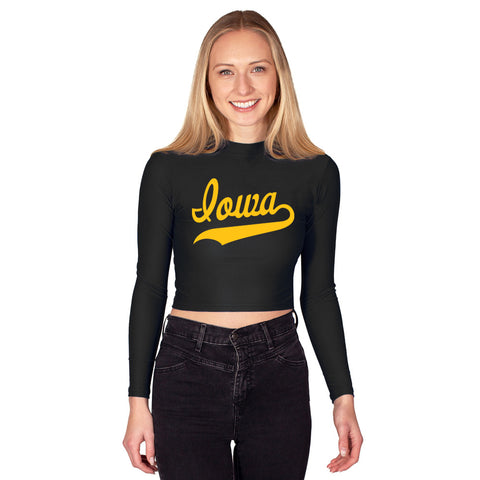 Women's Eagles Mock Neck Crop Tee