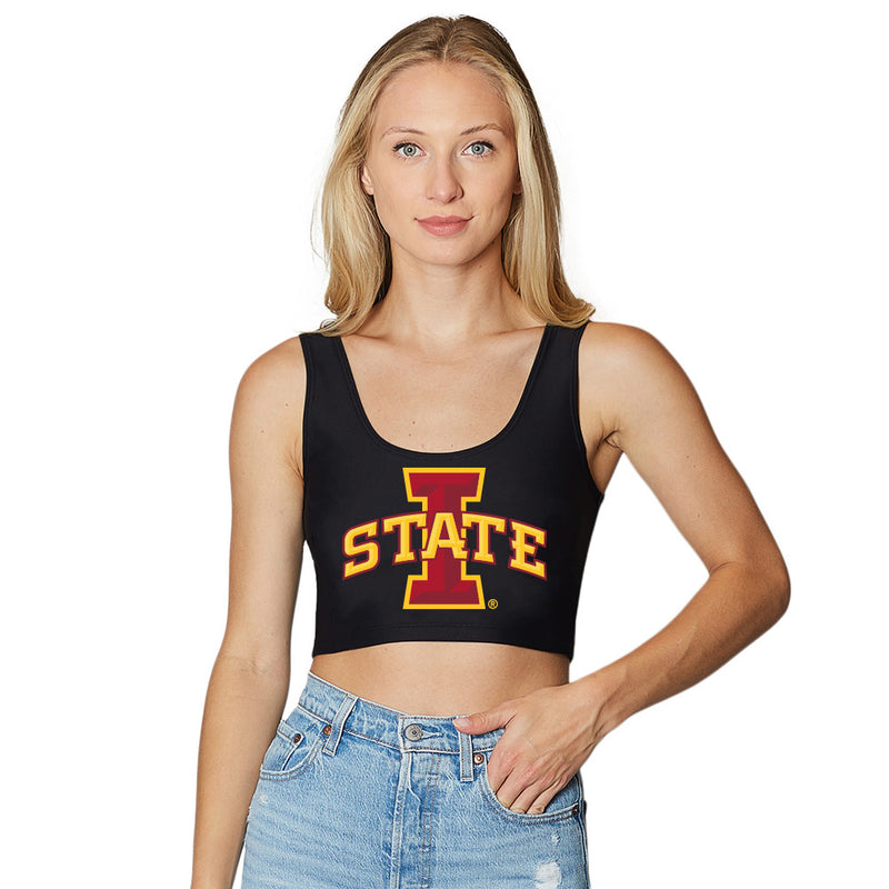 Iowa State Black Crop Tank Top