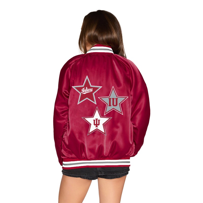 Indiana Hoosiers Satin Letterman Bomber Jacket