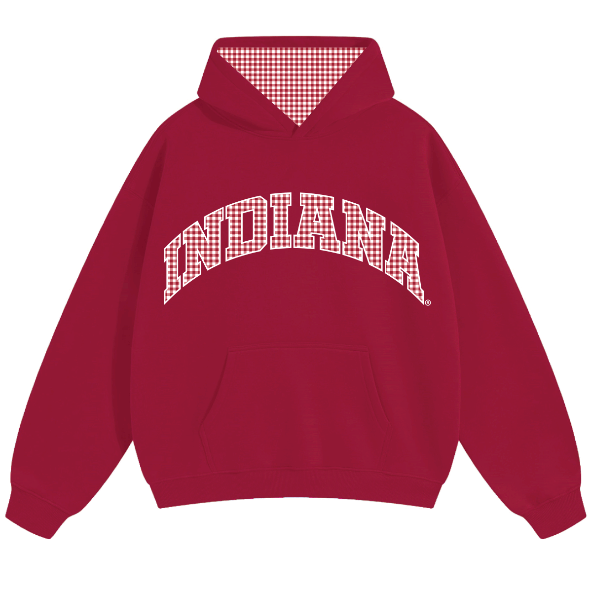 Indiana Crimson Gingham Hoodie