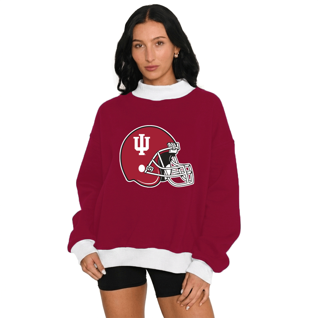 Indiana Hoosiers Two Tone Game Day Mock Neck Sweatshirt