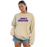JMU Embroidered Taupe Crewneck