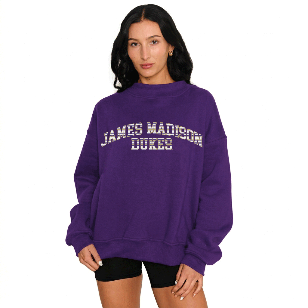 JMU Striped Mock Neck Sweatshirt