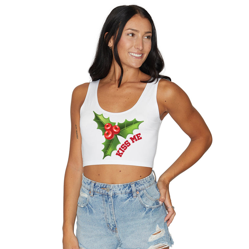 Mistletoe Kiss Me Crop Tank Top