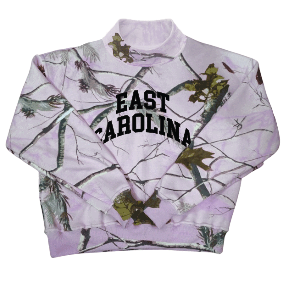 ECU Pirates Lavender Camo Mock Neck Sweatshirt