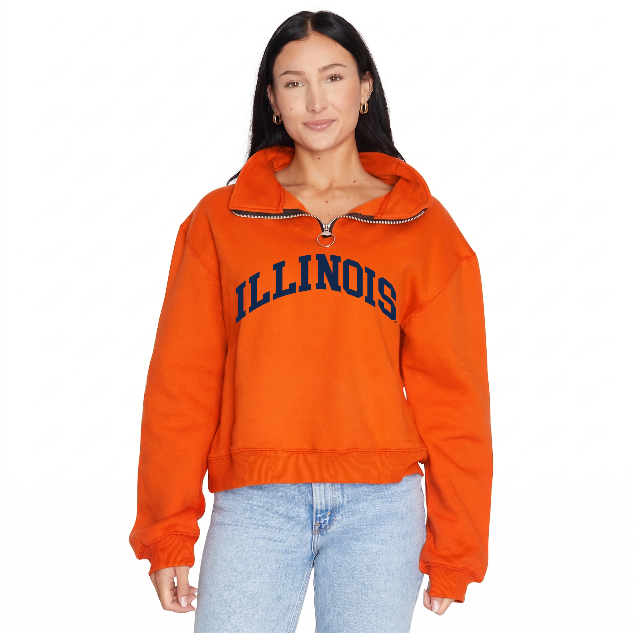 Illinois Fighting Illini Orange Quarter Zip Sweatshirt