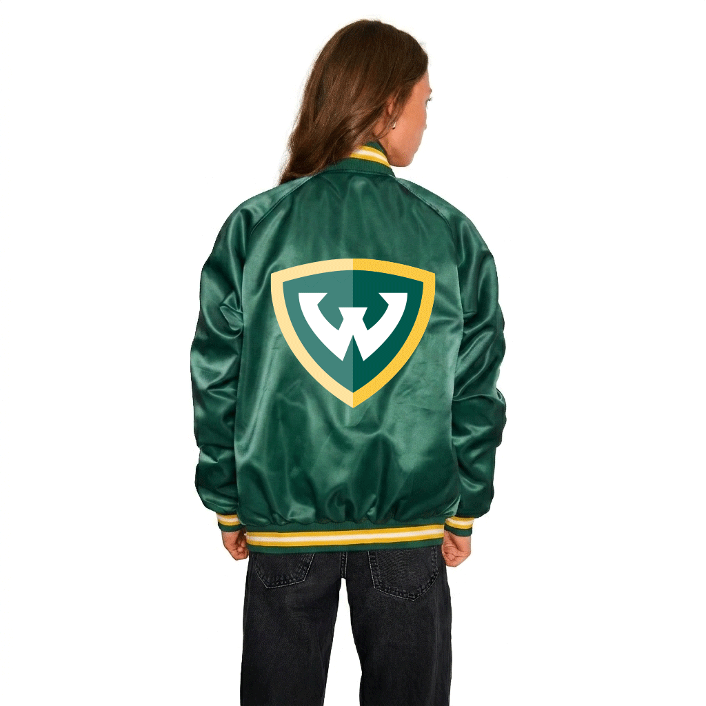 Wayne State Satin Letterman Bomber Jacket