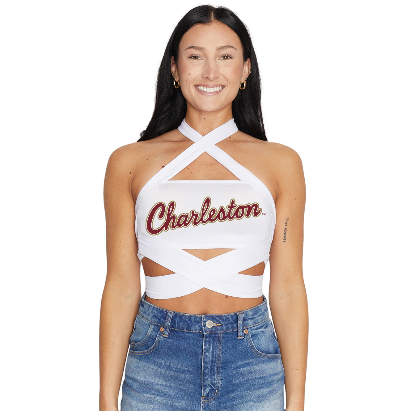 College of Charleston White Multi Way Bandeau Top