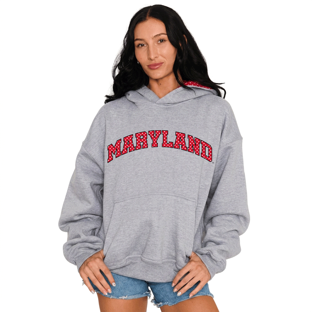 Maryland Terps Gray Polka Dot Hoodie