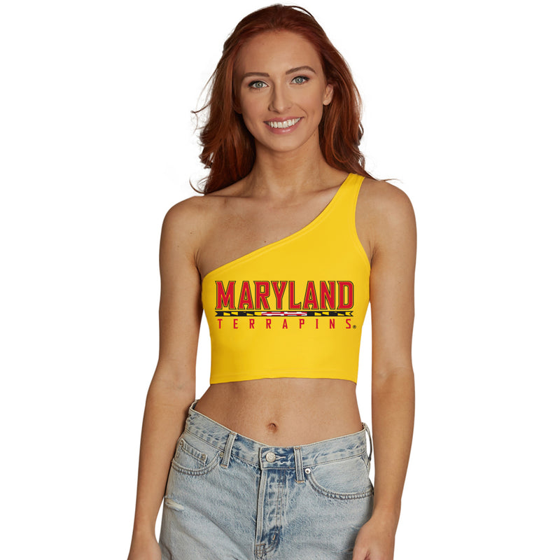 Maryland Terps Yellow One Shoulder Top