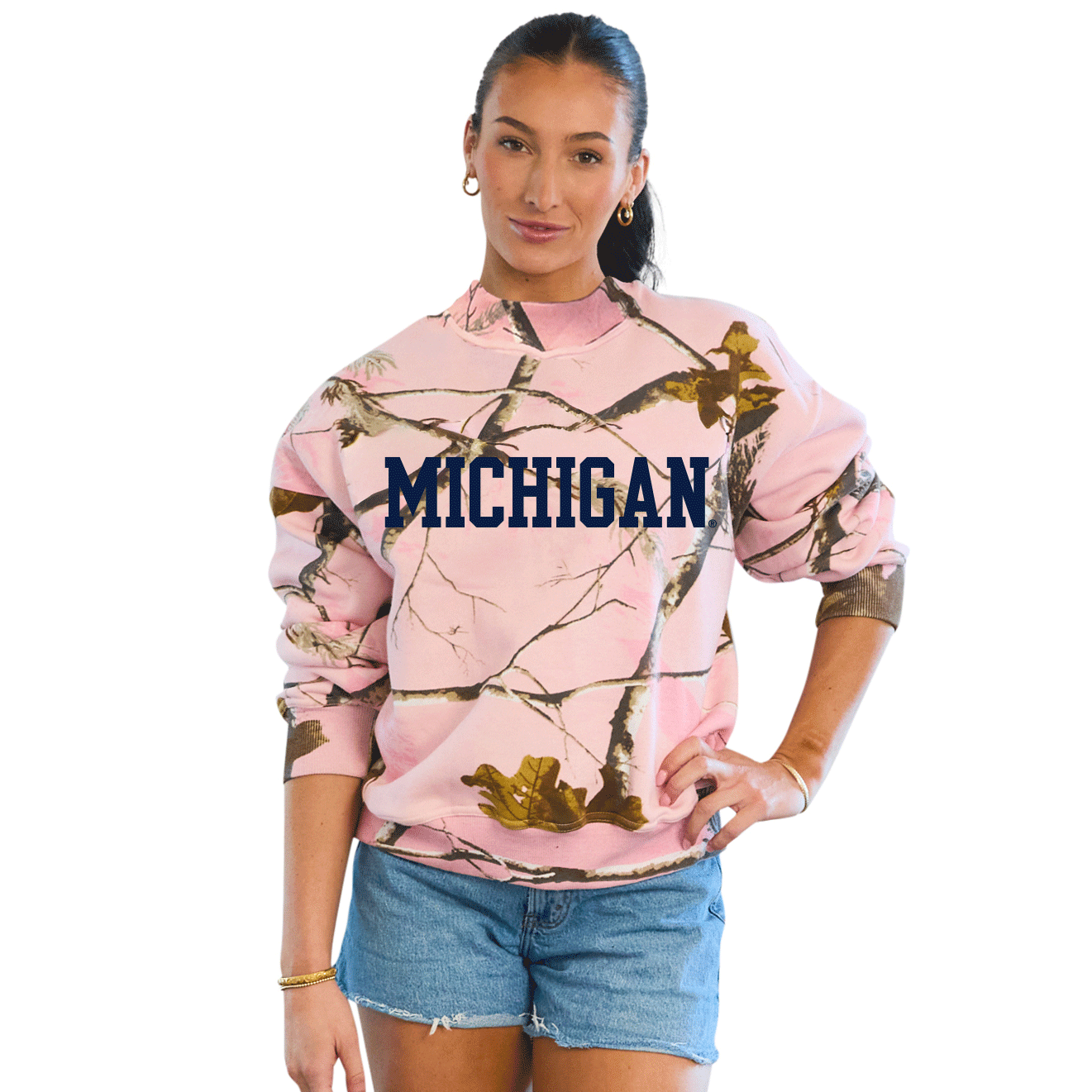University of Michigan Camo Mock Neck Sweatshirt