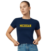 University of Michigan Navy Embroidered Baby Tee