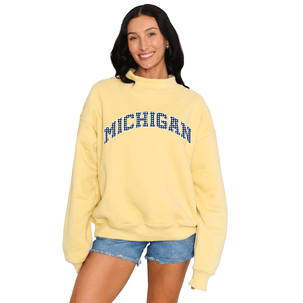 University of Michigan Butter Yellow Mock Neck Sweatshirt