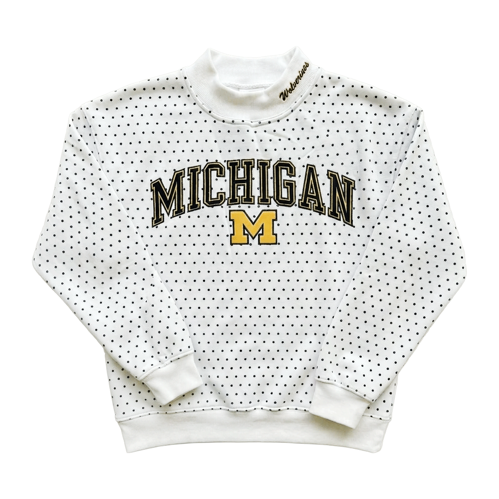 University of Michigan Polka Dot Mock Neck Sweatshirt